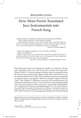 How Mimi Perrin Translated Jazz Instrumentals Into French Song