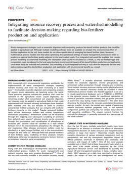 Integrating Resource Recovery Process and Watershed Modelling