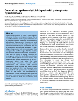 Generalized Epidermolytic Ichthyosis with Palmoplantar Hyperkeratosis