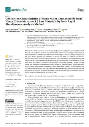 Conversion Characteristics of Some Major Cannabinoids from Hemp (Cannabis Sativa L.) Raw Materials by New Rapid Simultaneous Analysis Method