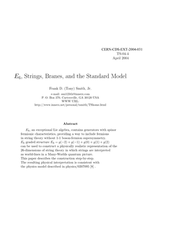 E6, Strings, Branes, and the Standard Model