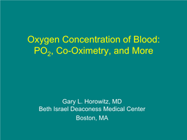 Oxygen Concentration of Blood: PO