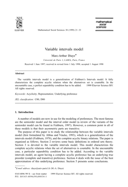 Variable Intervals Model