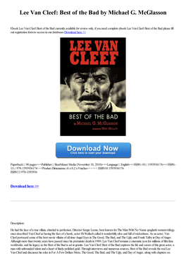 Lee Van Cleef: Best of the Bad by Michael G
