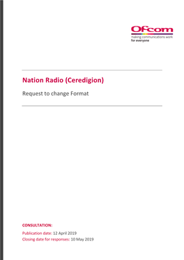 Nation Radio (Ceredigion) Request to Change Format