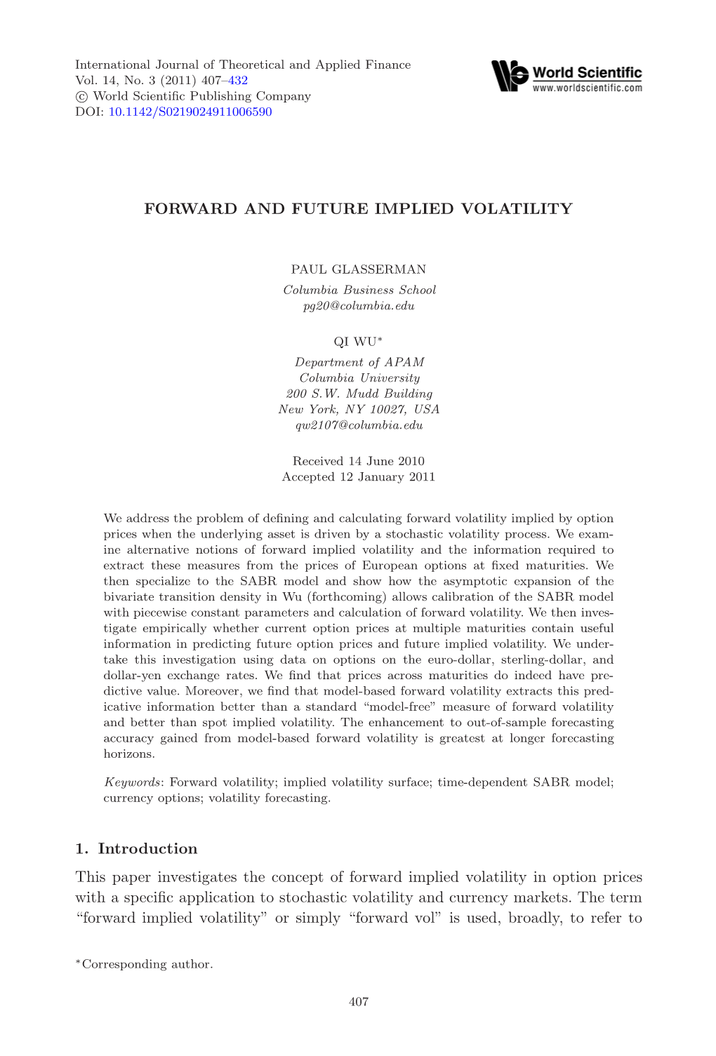 Forward and Future Implied Volatility