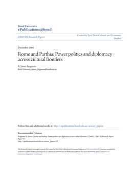 Rome and Parthia: Power Politics and Diplomacy Across Cultural Frontiers R