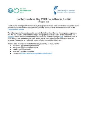 Earth Overshoot Day 2020 Social Media Toolkit (August 20)