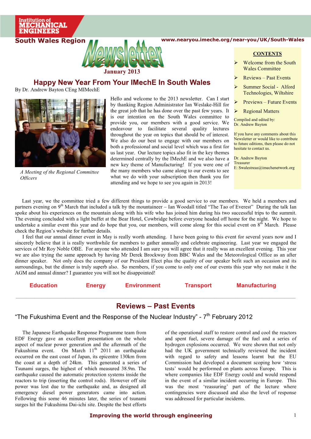 January Newsletter for 2009