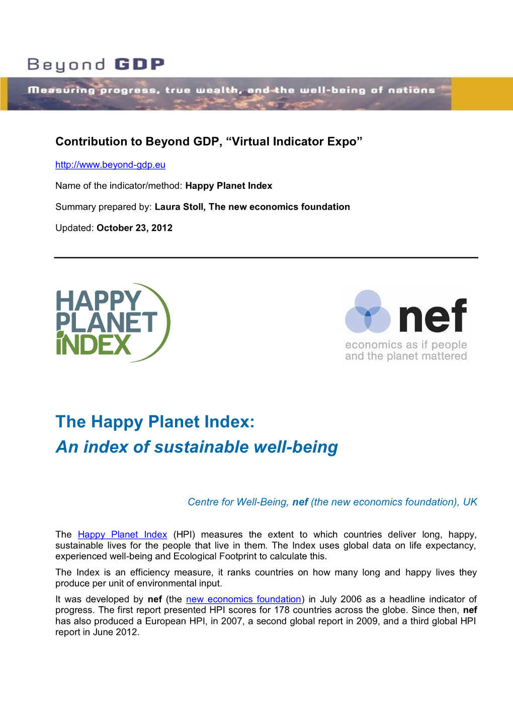 Happy Planet Index