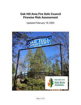 Oak Hill Area Fire Safe Council Firewise Risk Assessment