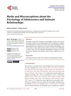 Myths and Misconceptions About the Psychology of Adolescence and Intimate Relationships