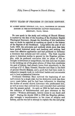 Fifty Years of Progress in Church History