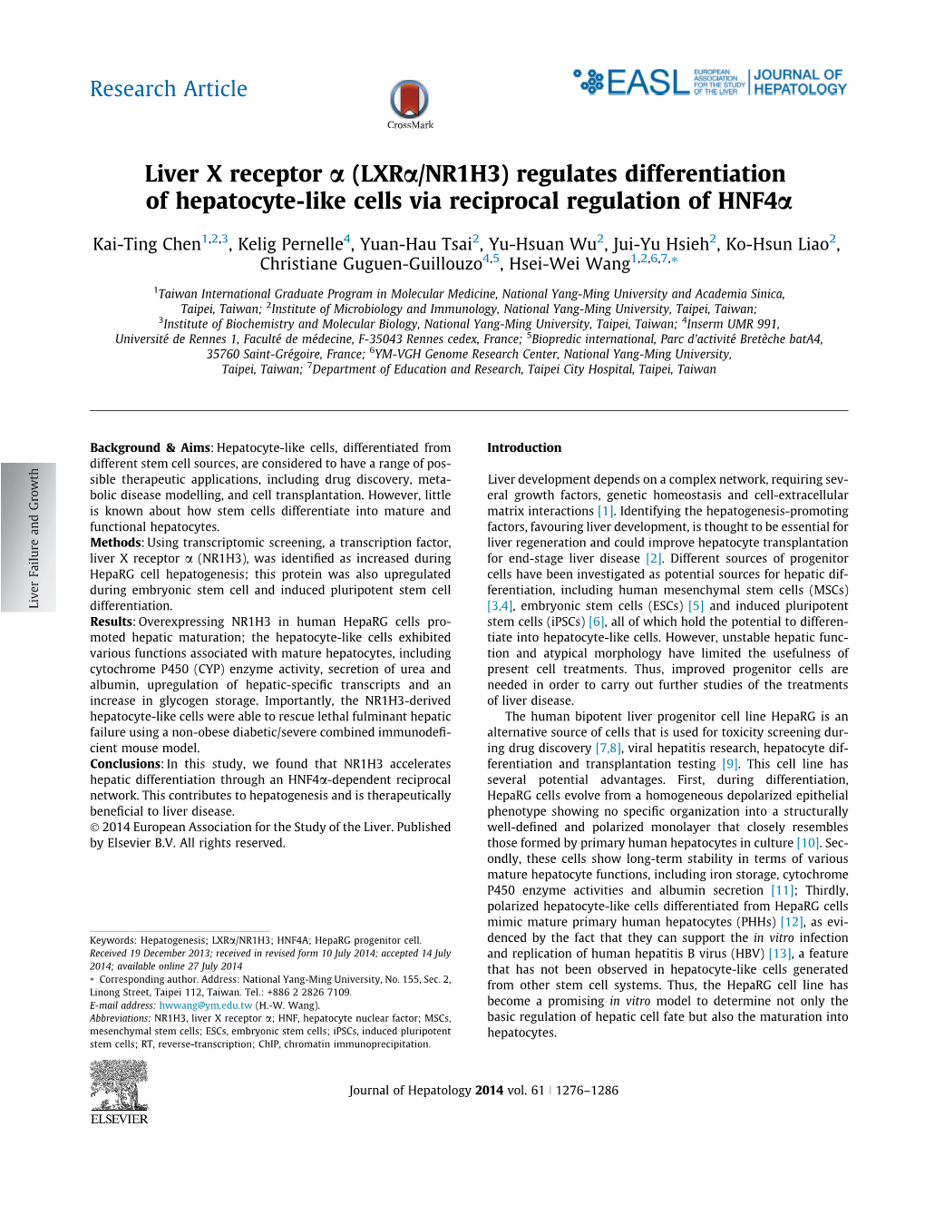 (LXRÎ±/NR1H3) Regulates Differentiation of Hepatocyte-Like