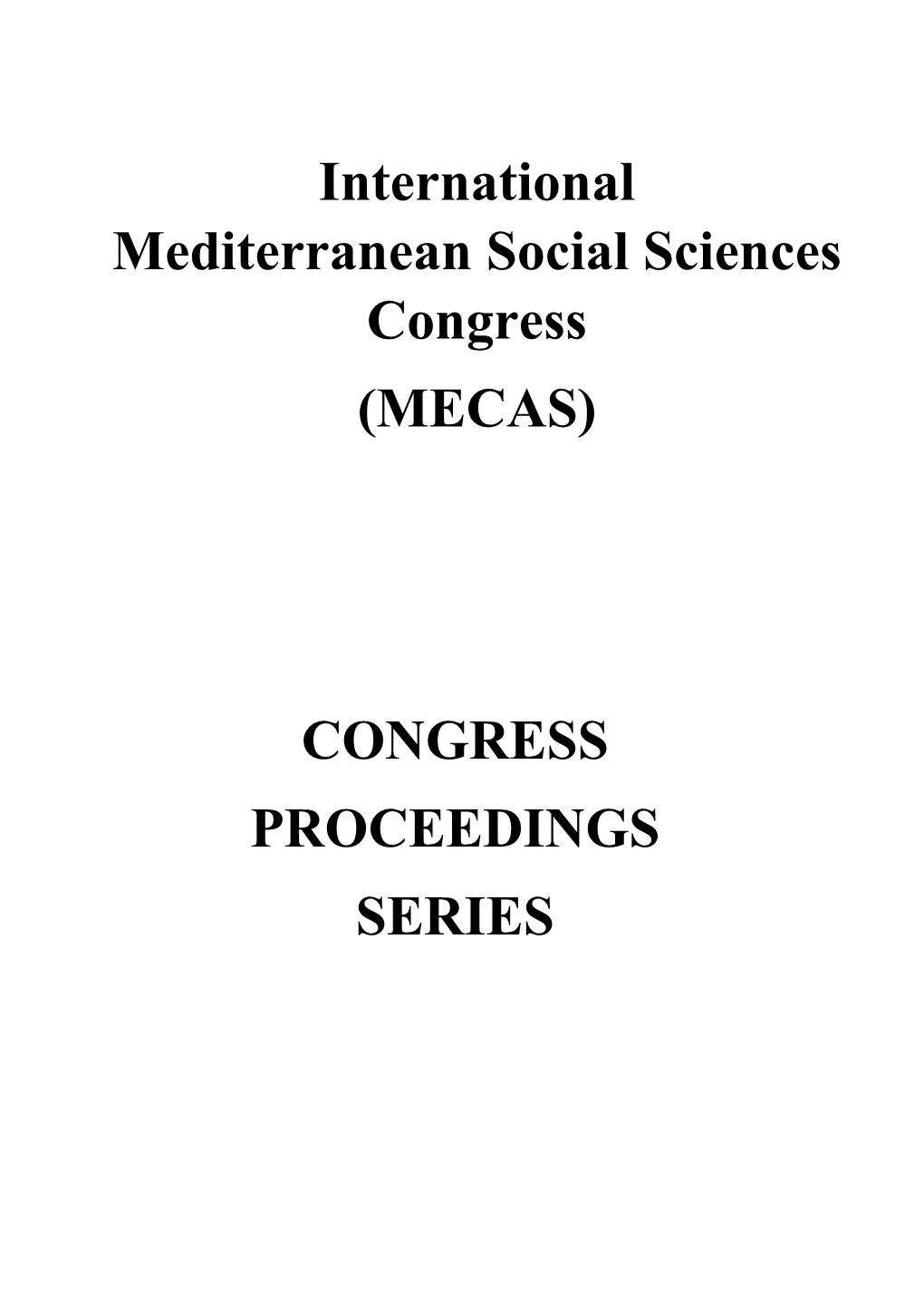 International Mediterranean Social Sciences Congress (MECAS)