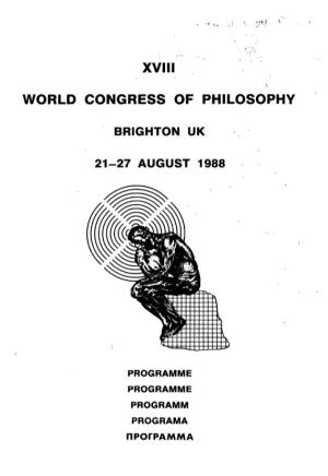 Programme, XVIII World Congress of Philosophy