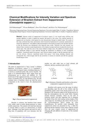 Chemical Modifications for Intensity Variation and Spectrum Extension of Brazilein Extract from Sappanwood (Caesalpinia Sappan L.)