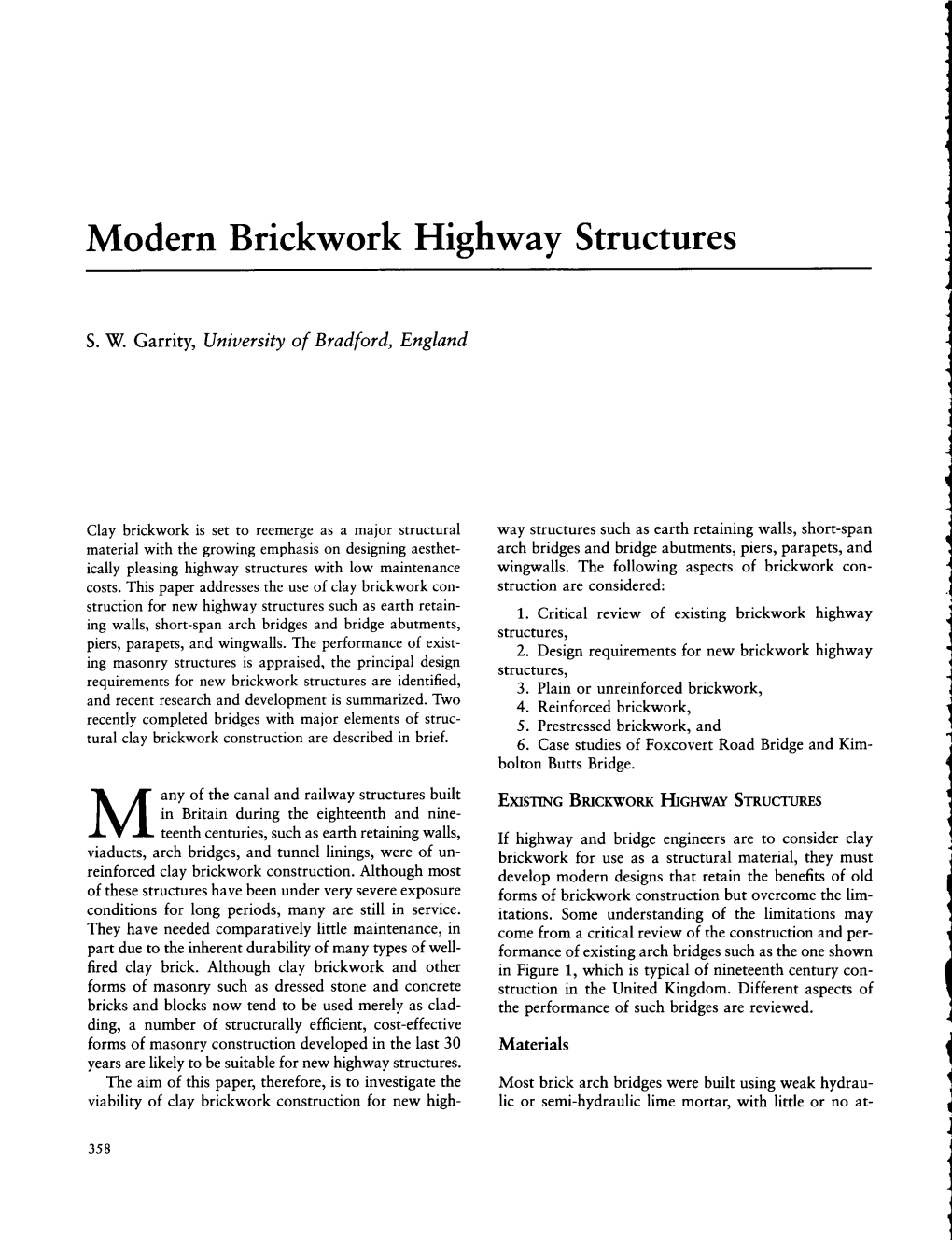 Modern Brickwork Highway Structures