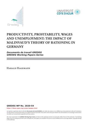 Productivity, Profitability, Wages and Unemployment: the Impact of Malinvaud’S Theory of Rationing in Germany