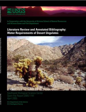 Water Requirements of Desert Ungulates Desert Ungulates Requirements of Water Literature Review and Annotated Bibliography: Review and Annotated Literature