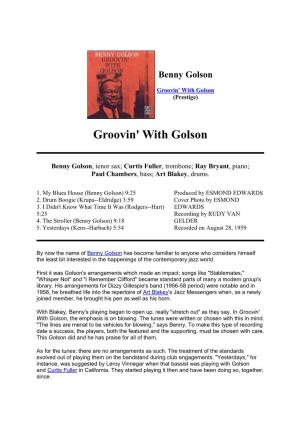 Groovin' with Golson -Notes