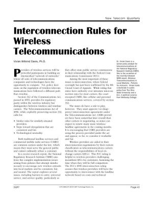 Interconnection Rules for Wireless Telecommunications