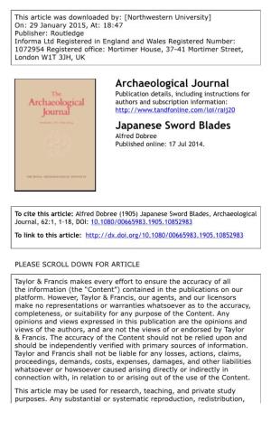 Archaeological Journal Japanese Sword Blades