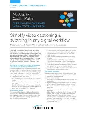 Simplify Video Captioning & Subtitling in Any Digital Workflow