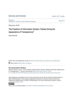 The Freedom of Information System: Falsely Giving the Appearance of Transparency?