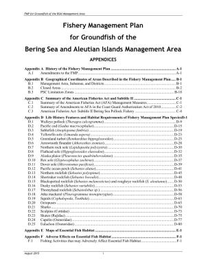 Fishery Management Plan for Groundfish of the Bering Sea and Aleutian Islands Management Area APPENDICES