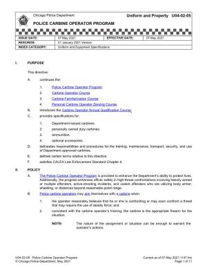 Uniform and Property U04-02-05 POLICE CARBINE OPERATOR PROGRAM