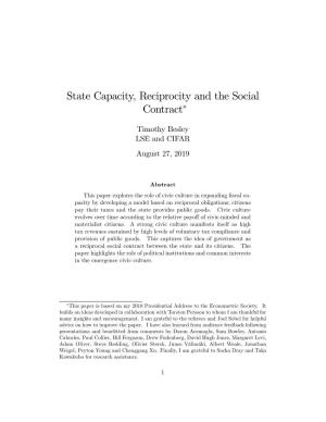 State Capacity, Reciprocity and the Social Contract∗