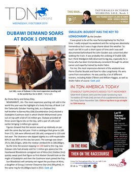 Dubawi Demand Soars at Book 1 Opener