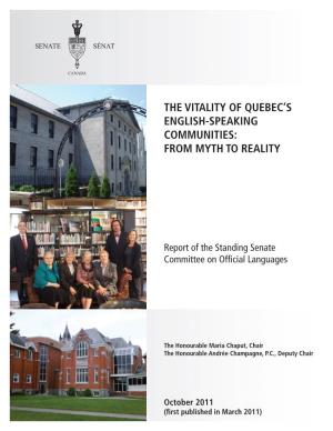The Vitality of Quebec's English-Speaking Communities: from Myth to Reality