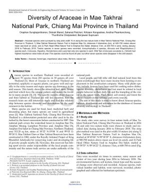 Diversity of Araceae in Mae Takhrai National Park, Chiang Mai Province in Thailand
