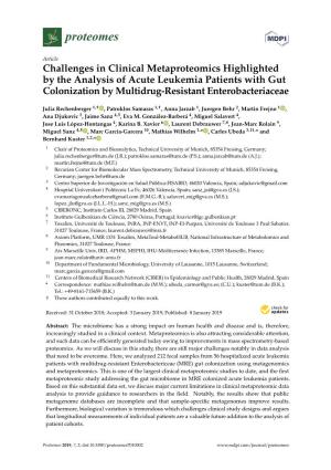 Challenges in Clinical Metaproteomics Highlighted by the Analysis of Acute Leukemia Patients with Gut Colonization by Multidrug-Resistant Enterobacteriaceae