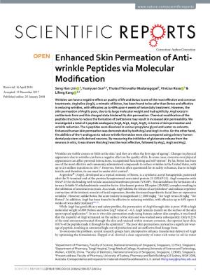 Enhanced Skin Permeation of Anti-Wrinkle Peptides Via Molecular
