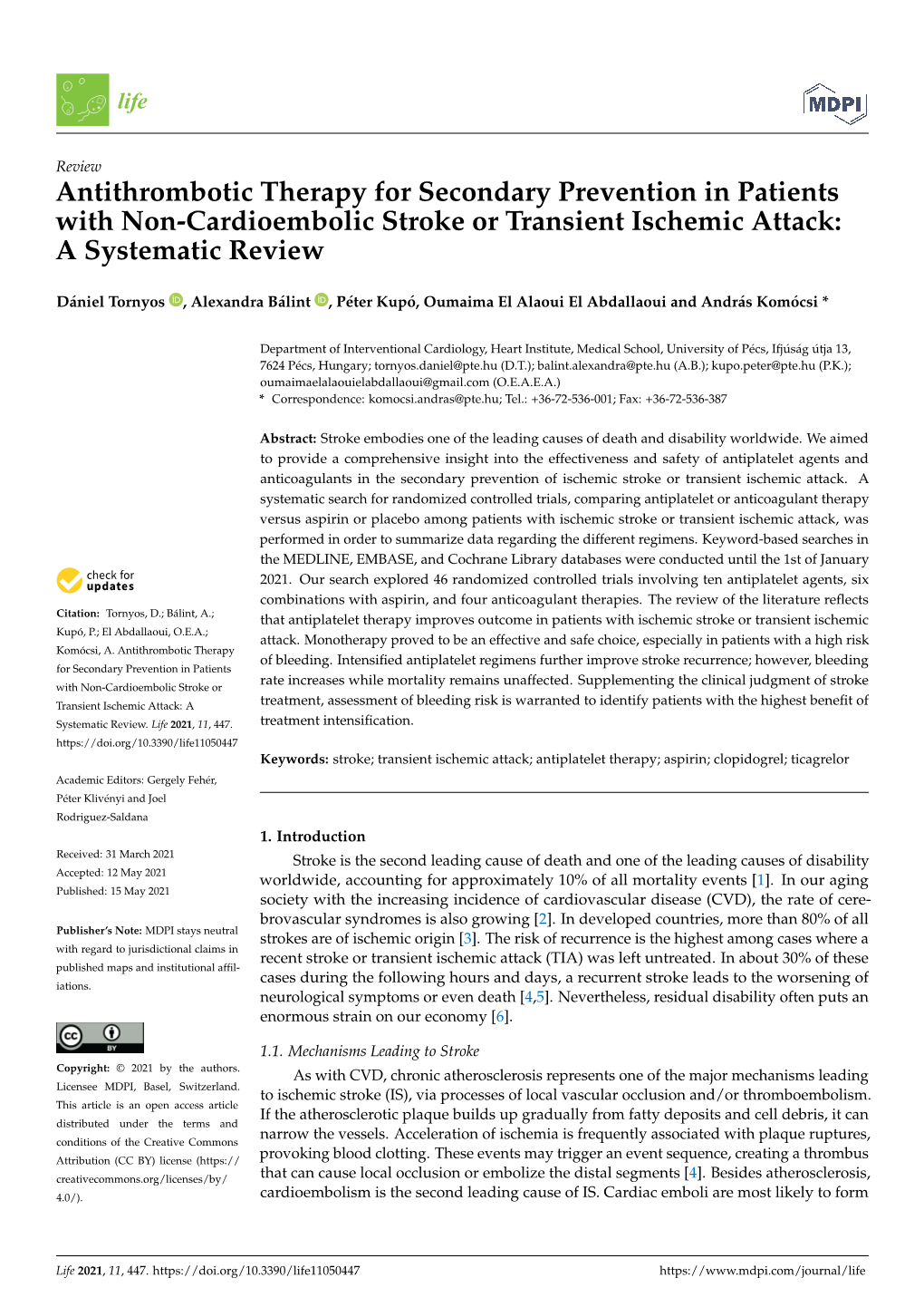 Antithrombotic Therapy for Secondary Prevention in Patients with Non-Cardioembolic Stroke Or Transient Ischemic Attack: a Systematic Review