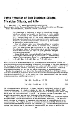 Paste Hydration of Beta-Dicalcium Silicate, Tricalcium Silicate, and Alite