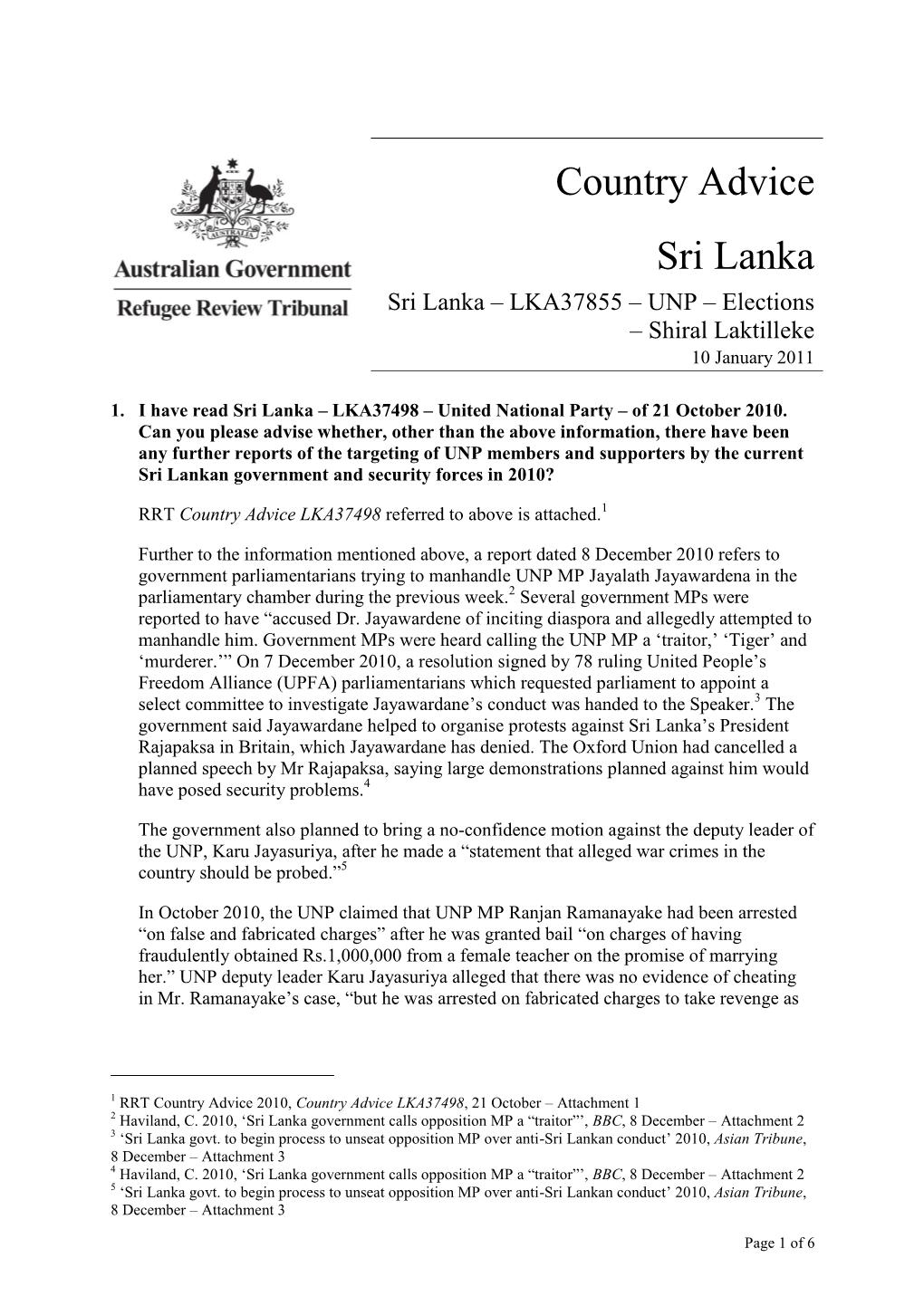 Sri Lanka – LKA37855 – UNP – Elections – Shiral Laktilleke