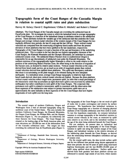 Topographic Form of the Coast Ranges of the Cascadia Margin in Relation to Coastal Uplift Rates and Plate Subduction