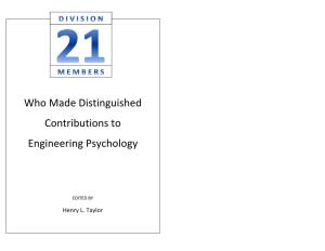Distinguished Contributions to Engineering Psychology