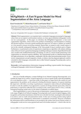 Mingmatch—A Fast N-Gram Model for Word Segmentation of the Ainu Language