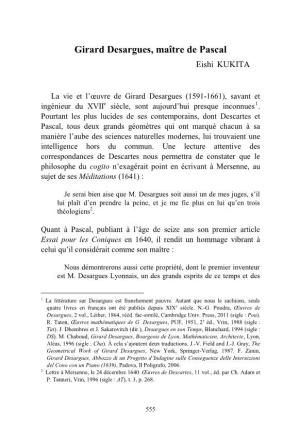 Girard Desargues, Maître De Pascal Eishi KUKITA