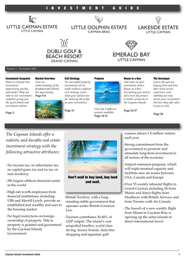 Cayman Islands Investment Guide! 1 INVESTMENT SNAPSHOT