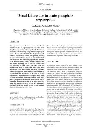 Renal Failure Due to Acute Phosphate Nephropathy