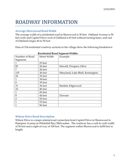 Roadway Information