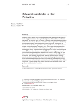 Botanical Insecticides in Plant Protection