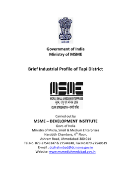 Brief Industrial Profile of Tapi District