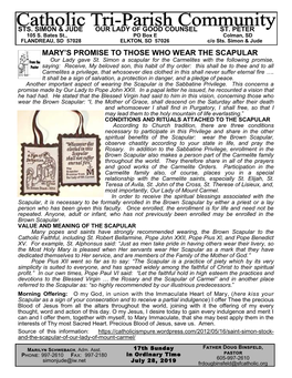 Mary's Promise to Those Who Wear the Scapular